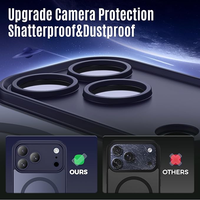 Symcele Designed for iPhone 17 Pro Case, Compatible with MagSafe, [Camera Protection] [15FT Military Drop Protection] Shockproof Translucent Matte Anti-Slip Phone Case, 6.3", Deep Blue