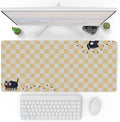 Pixio Mouse Pads - 36 x 16 inch XXL Checker Cats Orange Multifunctional Large Desk Mats for Gaming, Office, Desktop Anti-Slip Waterproof Washable Computer Mouse Mat