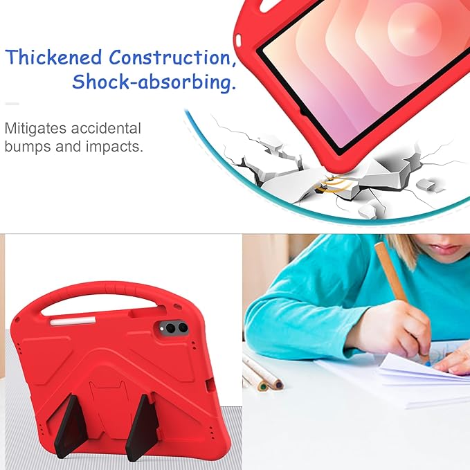 Kids Case for Samsung Galaxy Tab S11 Ultra 2025 14.6" Tablet, Techcircle Light Weight Shock Proof EVA Foam Handle Rugged Stand Protective Case, Red