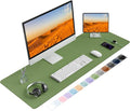 Roslim Leather Desk Pad Protector,Mouse Pad,Non-Slip Computer Mat for Desk,PU Leather Office Desk Mat for Home & Office,Waterproof Laptop Desk Blotter for Keyboard and Mouse,Olive Green ((17''X48'')