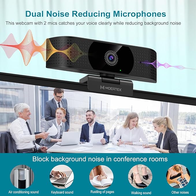4K Webcam for PC, Ultra HD 4K 12MP Webcam with Dual Noise-Reducing Mics, PDAF Autofocus, Streaming Camera for PC, Mac, Laptop, 81° FOV, Ideal for High-end Business Meeting with Skype, Teams, Zoom