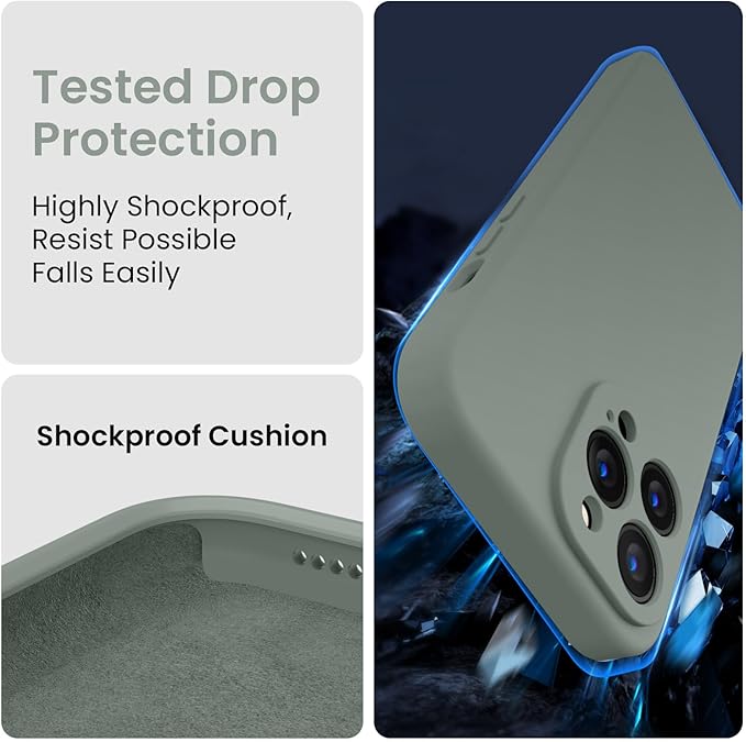 FireNova Designed for iPhone 13 Pro Max Case, Silicone [Camera Protection] Phone Case, Soft Anti-Scratch Microfiber Lining Inside, 6.7 inch, Calke Green