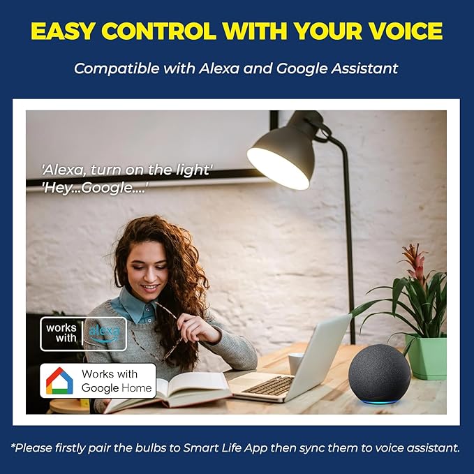 Lightinginside Smart Light Bulbs 100W Equiv., 1350LM 11W Smart Bulb Works with Alexa/Google Home/SmartLife, A19 E26 RGBCW Color Changing, No Hub Required, 2.4G WiFi Bluetooth Bulb, ETL Listed, 2PCS