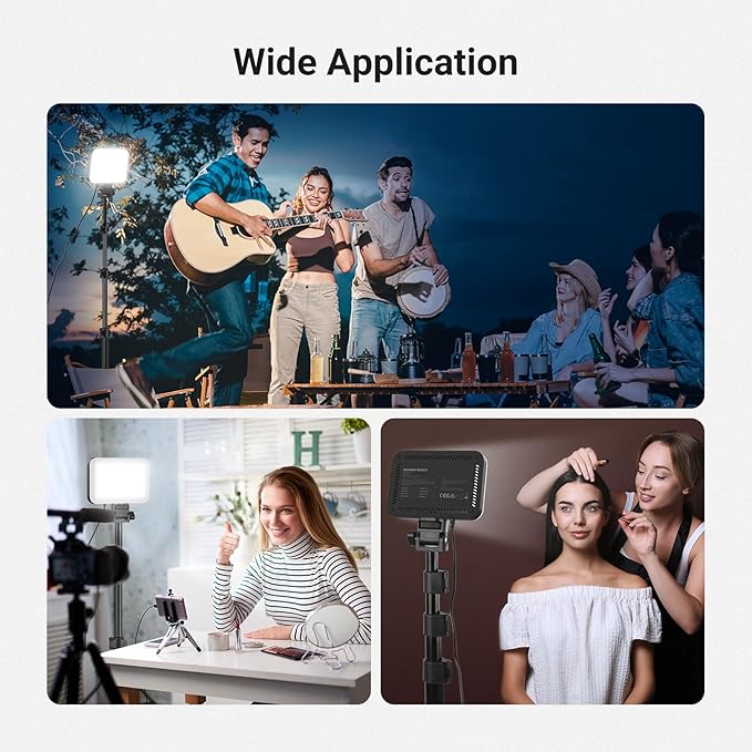NEEWER Basics 2 Pack LED Video Light Panel Lighting Kit, 6.2" Dimmable Portable Studio Light with 53" Tripod Stand, 3200K-5600K/CRI95+ 810lux for Photography Video Recording Streaming Podcast, BP132
