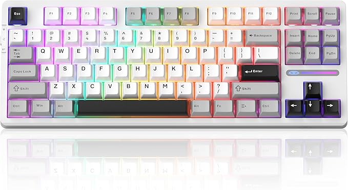 MageGee LIGHT87 Wireless Creamy Keyboard, Gasket Structure Hot Swappable Mechanical Keyboards, 2.4G/USB-C/BT5.0 RGB Backlit Gaming Keyboard for Win/Mac/PC, 8000mAh Battery, PBT Keycaps, Grey