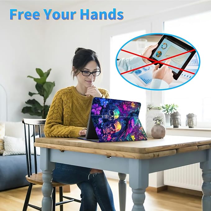 for All-New 6" Kindle 11th Generation 2024/2022 Release E-Reader Case, Slim Kickstand Stand Leather Smart Cover with Auto Wake/Sleep, Skull Purple Eagle