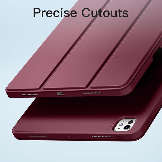 Akkerds Compatible with iPad Pro 13 Inch Case (M5/M4) 2025/2024, for iPad 13 Pro Case with Pencil Holder, Slim Trifold Stand Protective Cover with Soft TPU Back, Auto Wake/Sleep (WineRed)