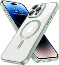 Hython Magnetic Clear for iPhone 14 Pro Max Case with Camera Lens Protector [Compatible with MagSafe] Plating Edge Slim Soft TPU Cover Protective Phone Case for iPhone 14 Pro Max 6.7", Matte Mint