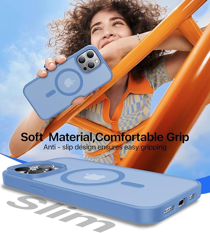 Magnetic for iPhone 15 Pro Max Case[Compatible with MagSafe][Military-Grade Drop Protection][Anti-Yellowing] Shockproof Translucent Matte Cover for iPhone 15 Pro Max Phone Case,Light Blue