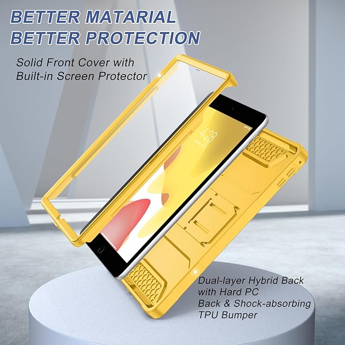 Soke Case for iPad 6th/5th Generation 9.7 Inch 2018/2017,with Built-in Screen Protector and Kickstand, Rugged Full-Body Heavy Duty Protective Cover for Apple iPad Air 2 /Pro 9.7 - Yellow