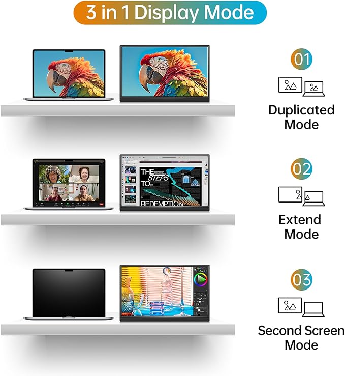 Portable Monitor 15.6 Inch 1080P USB-C HDMI Ultra-Slim Travel Monitor with Kickstand, Compatible with Xbox, Laptop, PC, Mac Phone, PS, Swich IPS Ultra-Thin Zero Frame Gaming Monitor