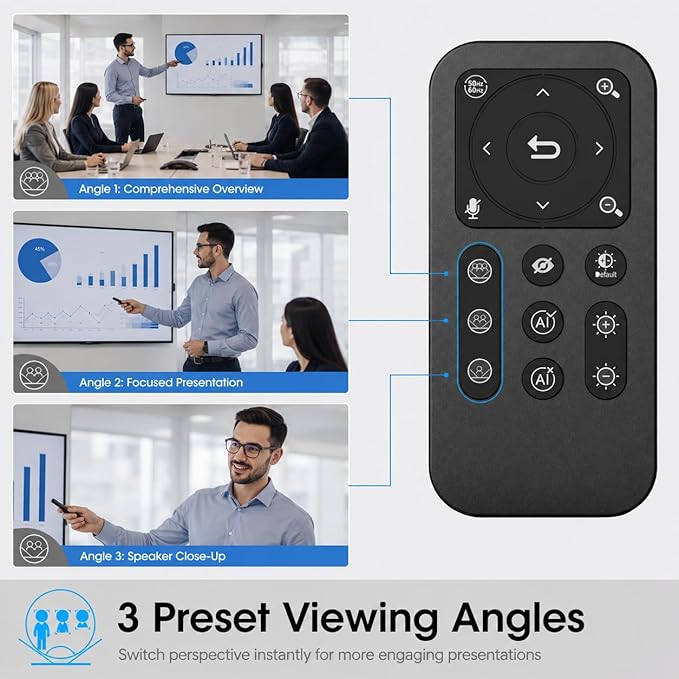 Angetube 4K Webcam with AI Tracking,Remote Control 4K Web Camera/10X Digital Zoom 1080P 60fps Web cam with USB 3.0 HDR/Dual Noise Cancelling Microphones for Video Calls/Meetings/Streaming/Skype/Zoom