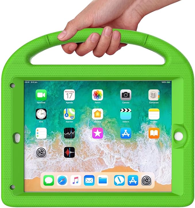 SUPLIK Kids Case for iPad 5th/6th Generation(9.7 inch, 2017/2018), iPad Air 2/1 & Pro 9.7 Kids Case with Screen Protector, Durable Protective Cover with Handle Stand for Apple iPad 5/6 Gen, Green