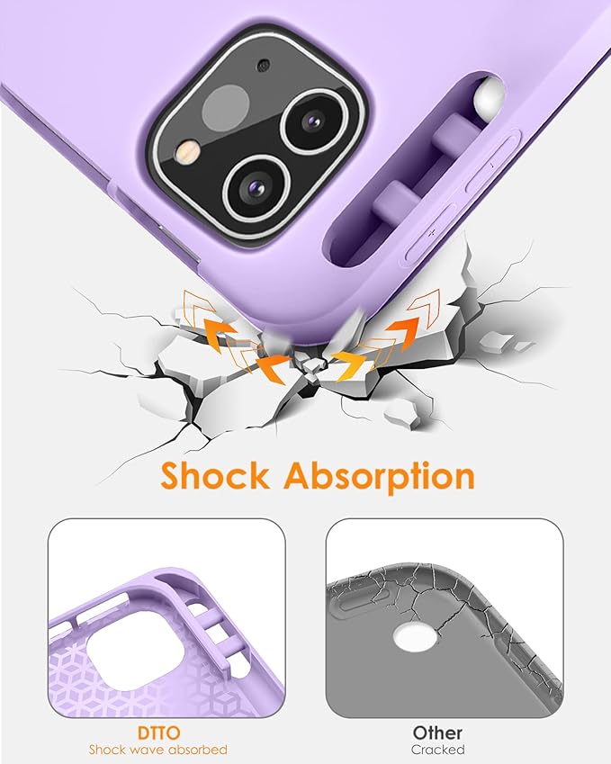 DTTO for iPad Pro 11 inch 4th/3rd/2nd/1st Generation 2022/2021/2020/2018 Case, Smart Slim Trifold Stand Soft TPU Back Cover with Built-in Pencil Holder, Also Fit iPad Air 5/4,Purple Marble