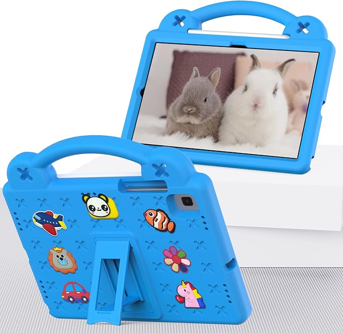 AKABEILA Compatible with Samsung Galaxy Tab A7 10.4 (2020/2022)/Tab S6 10.5(2019)/Tab S5e 10.5 inch(2019)/Tab S6 Lite 2020/2022 10.4 Tablet Case, Shoulder Strap & Pen Tray for Girl Kid Gift Sky Blue
