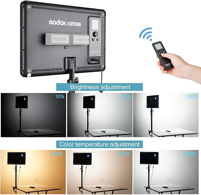 Godox Key Light Desk Lamp Clamp LED Light Panel Streaming Light Studio with Wireless Remote 3200K-5600K Bi-Color Temperature for YouTube Tiktok Live Game Shooting Stream Portrait Video Conference