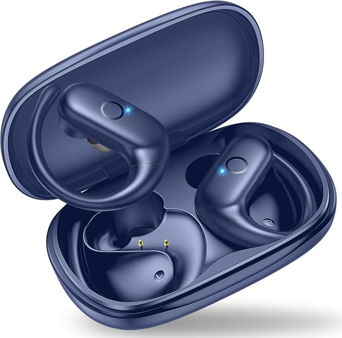 xiwxi Wireless Earbuds Bluetooth Headphones,Over Ear Buds for Sport with Deep Bass Sound,60Hrs Playtime Earphones Designed Comfort Fit with Earhooks for Running,Meeting,Workout-Blue