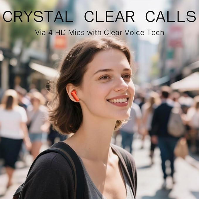 CMF Buds 2a Wireless Earbuds Active Noise Cancelling 42dB Hybrid ANC Bluetooth Headphones, 12.4mm Dynamic Driver for Big Bass, 4 Mics Clear Calls, Sport Ear Buds for iPhone, Android, Orange
