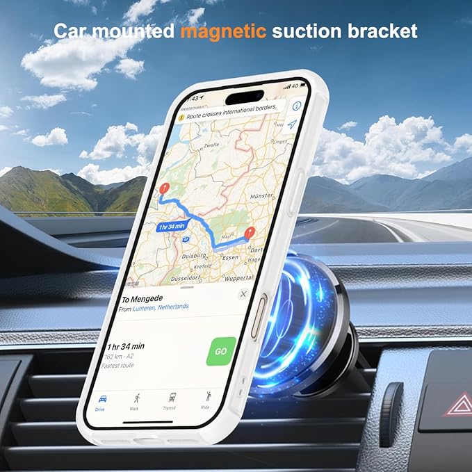 SKYLMW Compatible with iPhone 17 Pro Case with Invisible Magnetic O-Ring Stand Military-Grade Phone Case for iPhone 17 Pro 6.3" [Compatible with Mag-Safe][Great Grip Feeling],Translucent