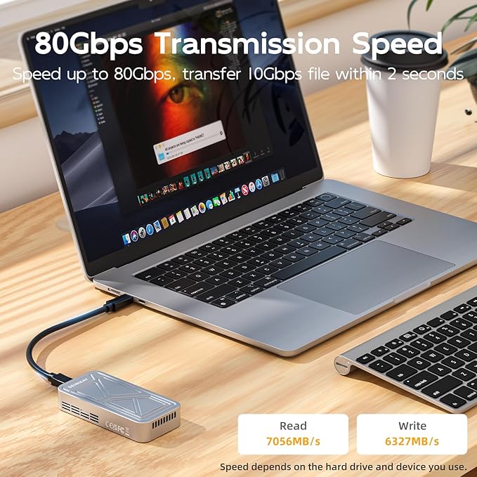 80Gbps NVMe Enclosure with Cooling Fan,Compatible with Thunderbolt 5/4/3/USB 4.0/3.2/3.1/3.0/2.0