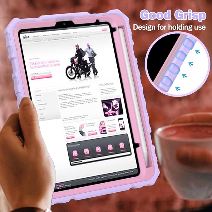 Grifobes Case for iPad mini 7 (A17 Pro) 2024 / Mini 6 2021 8.3 inch, Heavy Duty Shockproof Rugged Cover with Pencil Holder Stand, for I Pad Mini 7th/6th Gen 8.3" Case (Purple)