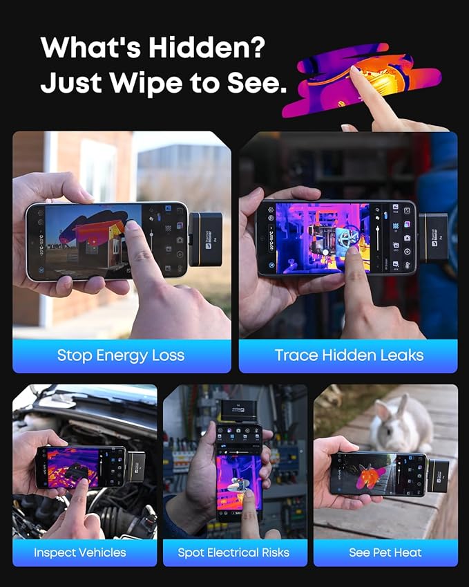 Thermal Master P4 Dual-Lens Thermal Camera for Android, Thermal Imaging Camera with IR Eraser, 512×384 X³ IR Resolution, 15× Digital Zoom, -4℉~1112℉, 0.035℃ Sensitivity (Android)