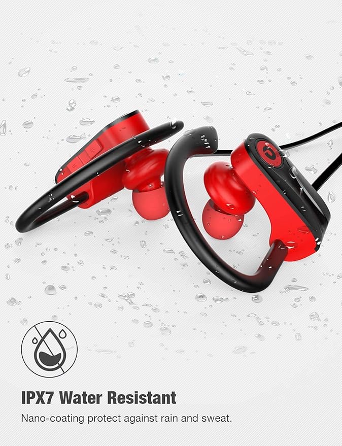 Otium Wireless Bluetooth 5.3 Sport Headphones Built-in Mic in Ear Running Headset with Earhooks 16 Hours Playtime
