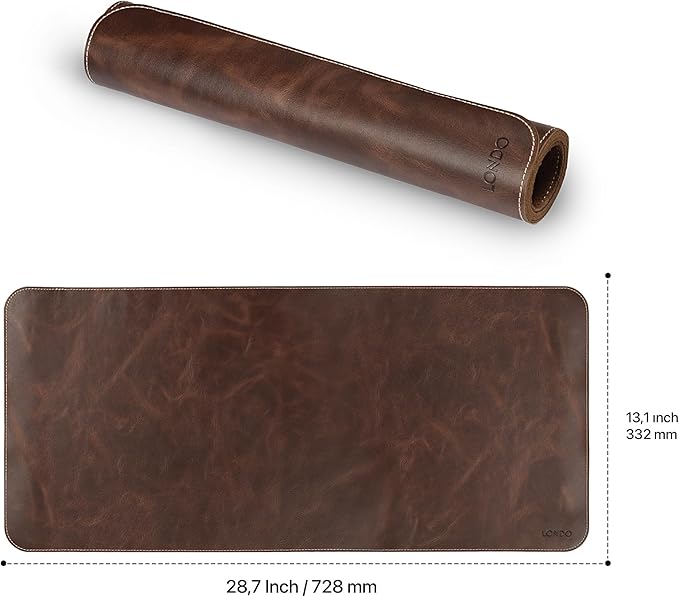 Londo Top Grain Leather Extended Mouse Pad – Large Desk Mat for Office & Gaming, Smooth Writing Surface, Non-Slip Base, Durable & Stylish Workspace Accessory