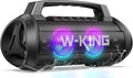W-KING Portable Speakers Bluetooth Wireless, 120W Max Loudest Bluetooth Speaker, IPX6 Waterproof Outdoor Speaker with 70W Deep Bass/2*Subwoofer/DSP/EQ/42H/LED/MAC-in/TF/2 Pairing, Large Party Boombox