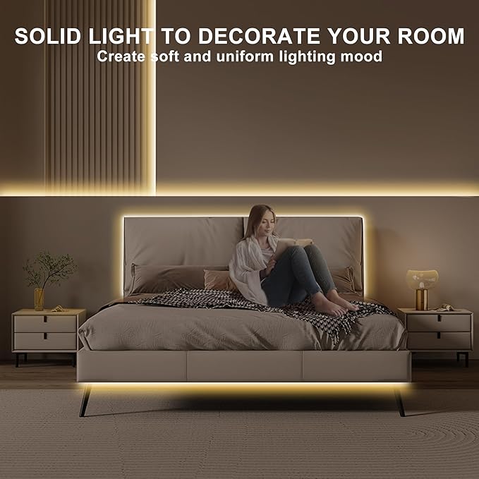 32.8ft COB Led Strip Light with Remote, 2700K Ra93+ Dimmable Bright Warm White Led COB Strip Light, White Led Strip Light for Mirror, Stair, Cabinet, Room