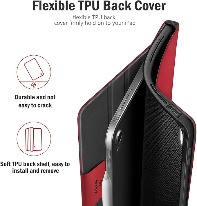 Antbox for iPad Air 13 Inch Case 2026 M4 /2025 M3 /2024 M2, Built-in Pencil Holder, Fully Supports Pencil Pro and Pencil (USB-C), Auto Sleep/Wake Function PU Leather iPad Air 13'' Cover (Red)