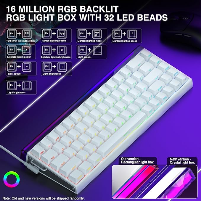AULA Hero 68 HE 60% Gaming Keyboard Wired, Hall Effect Magnetic Switch Keyboard with Adjustable Actuation, Fast Trigger Mode, 8K Hz Polling Rate, 0.125ms Latency,Side Printed PBT Keycaps, RGB Backlit