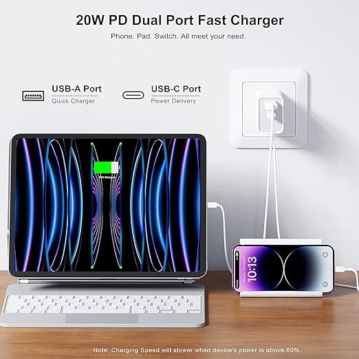 USB C Charger Block,3Pack 20W Dual Port USB C Wall Charger Plug Fast Charging Adapter USB A Quick Charging Brick Plug for iPhone Air/17 Pro Max/16E/16 ProMax/16Plus/15/14/13/12/11/XS,iPad Pro,AirPods