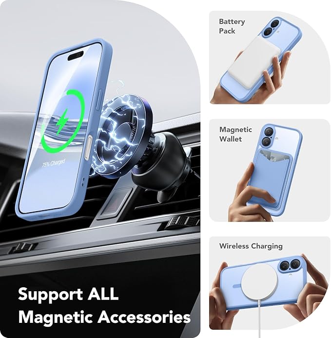 CAPRARO Magnetic Compatible with iPhone 16 Case, Upgraded [Full Camera Protection] [Compatible with MagSafe] Protective Translucent Matte Women Girl Phone Case Cover, Snow Purple