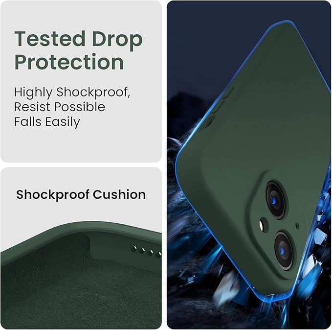 FireNova Designed for iPhone 14 Case, Silicone Upgraded [Camera Protection] Phone Case, Soft Anti-Scratch Microfiber Lining Inside, 6.1 inch, Alpine Green