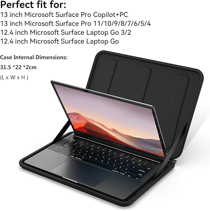 Smatree Hard Laptop Sleeve Case for 13 inch Microsoft Surface Pro Copilot+PC, for 13 inch Microsoft Surface Pro 11/10/9/8/7/6/5/4, for 12.4inch SurfaceLaptop Go 3/2, for 12.4inch SurfaceLaptop Go