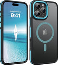 YINLAI Case for iPhone 16 Pro Max, Magnetic Case [Compatible with Magsafe] Supports Wireless Charging Slim Translucent Matte Men Women Shockproof Protective Back Phone Cover 6.9 Inch, Black/Navy Blue