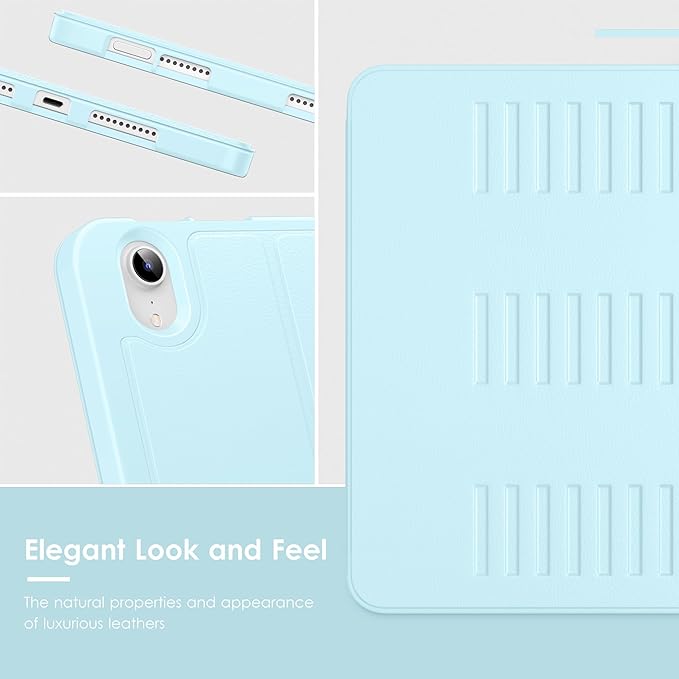 VIKESI Case for iPad mini 7 (A17 Pro) and iPad mini 6,Multiple Angles Magnetic Stand Cover,Shockproof Soft Back,Pencil Holder,and Auto Sleep/Wake,Ice Blue