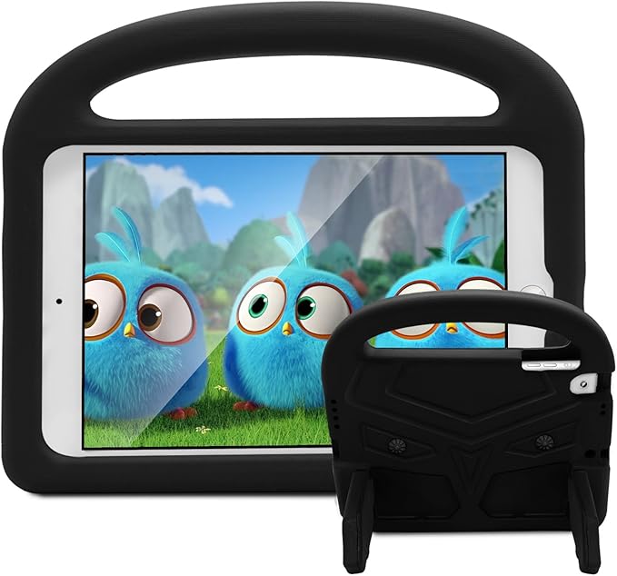 Kids Case for 7.9" iPad Mini 5/4/3/2/1, Silicone Shockproof Cover with Handle Kickstand, Black