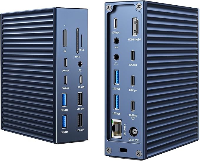 ACASIS Thunderbolt 4 Dock 21-IN-140gbps for MacBook Pro Docking Station Dual Monitor, 8K60Hz HDMI 2.5 GbE Ethernet SD/TF 4.010Gbps 7*USB C/A, 3.5mm Audio, 40Gbps Dock for Mac/Dell/HP/Lenovo/ThinkPad