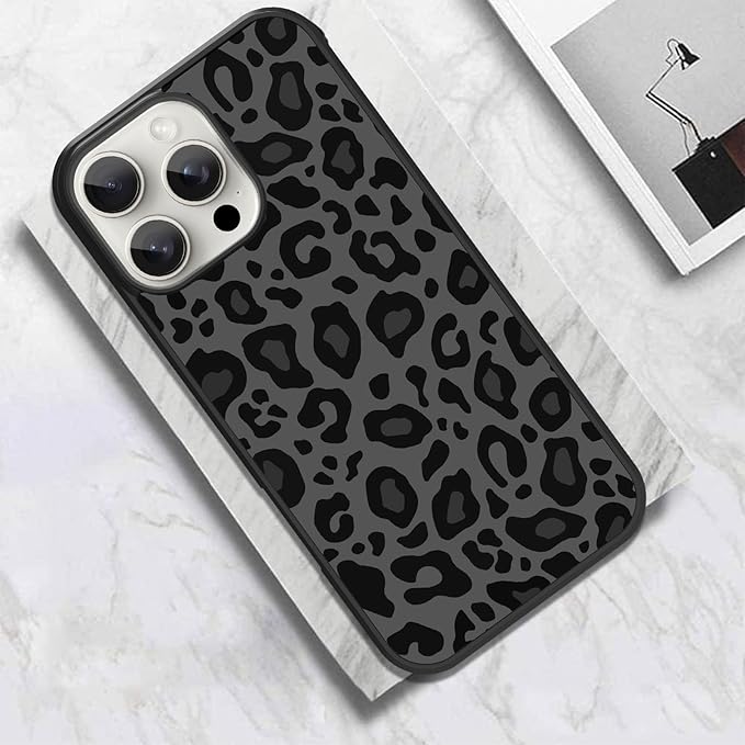 KANGHAR Case Compatible with iPhone 16 Plus,Black Leopard Design,Tire Texture Non-Slip +Shockproof Rugged TPU Protective Case for iPhone 16 Plus 6.7 Inch