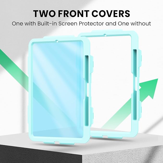 SEYMAC for iPad Pro 11 Inch Case M5 2025 / M4 2024, Heavy Duty Shockproof Protective Case with Screen Protector, 360° Rotating Stand, Hand/Shoulder Strap and Pen Holder, Light Blue