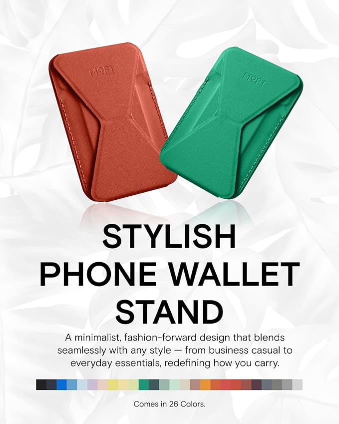 MOFT Magnetic Wallet Stand Compatible with iPhone 17/16/15/14/13/12 Series, Angle Adjustment Magsafe Compatible MOVAS Phone Stand,Clay