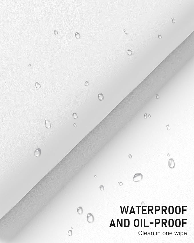 Desk Pad, 35.5" x 17" PU Leather Non-Slip Desk Mat Large Mouse Pad for Desktop, Waterproof Laptop Computer Writing Mat for Office, Home, Work, Gaming, White