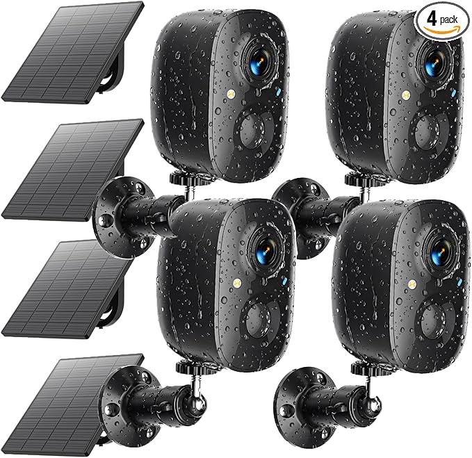 Security Cameras Wireless Outdoor 2K Solar Powered WiFi Cameras for Home Security,AI Motion Detection,Siren Alarm,Spotlight Color Night Vision,2-Way Audio,SD/Cloud Storage