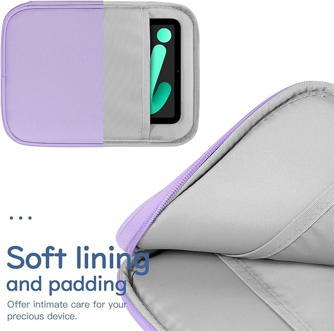 Dadanism 8-9 Inch Tablet Sleeve Bag Carrying Case for iPad mini 7th/6th 8.3", iPad mini 7.9", Galaxy Tab A7 Lite/A9 8.7", ‎Remarkable Paper Pro Move 7.3" 2025, Tab M8 8", Tab M9 9", Grey Purple