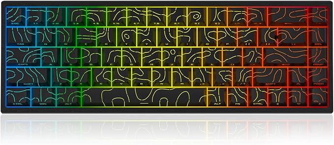 Creamy Mechanical Gaming Keyboard 60% Percent, Wireless 2.4G/Bluetooth 5.0/Wired USB-C, 68-Key NKRO Hot Swappable, Topographic PBT Keycaps, RGB LED Backlit, Programmable for Win/Mac, Black