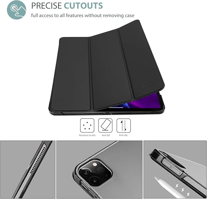 ProCase Smart Case for iPad Pro 12.9 2022/2021/2020/2018, Slim Stand Hard Back Shell Smart Cover for iPad Pro 12.9" 6th Gen/5th Gen/4th Gen/3rd Gen -Black