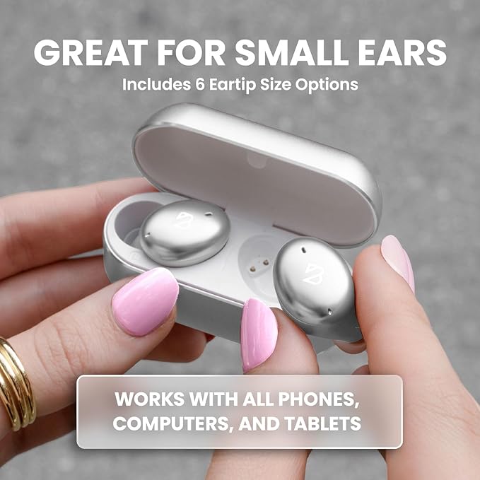 Back Bay Audio Tempo 30 Wireless Earbuds for Small Ears - Award-Winning Sound, Sweatproof Bluetooth Earbuds, Tech Fitness Gifts for Men, Comfortable Bluetooth Ear Buds for Women - Silver