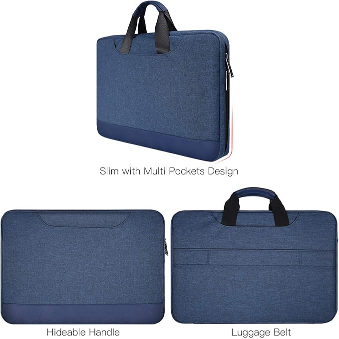15.6 Inch Laptop Sleeve Bag, Waterproof Men Women TSA Case for Macbook Pro 16 M5 M4 M3 M2 M1, Acer Aspire E15/Predator, Lenovo Ideapad 1 15.6, HP Envy/Victus 15.6, ASUS Dell 15 16 Case, Navy Blue